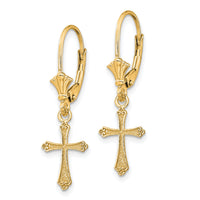 14k Cross Leverback Earrings-TF1775