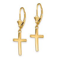 14k Polished Cross Leverback Earrings-TF1776