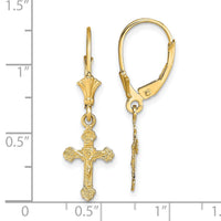 14k Crucifix Leverback Earrings-TF1777