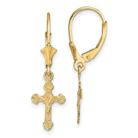 14k Crucifix Leverback Earrings-TF1777