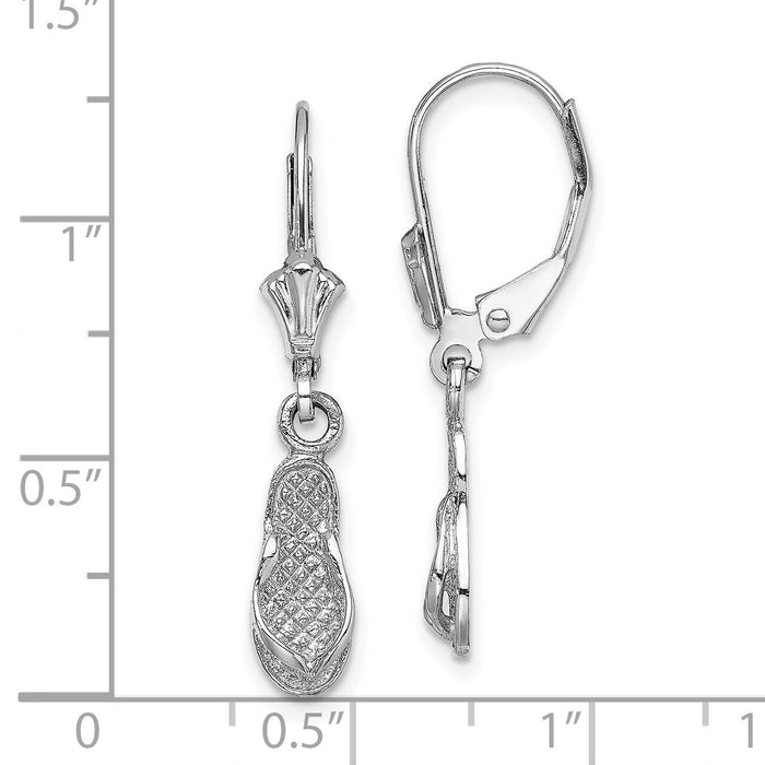 14k White Gold Flip Flop Leverback Earrings-TF1795W