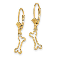 14K Mini Dog Bone Leverback Earrings-TF1782
