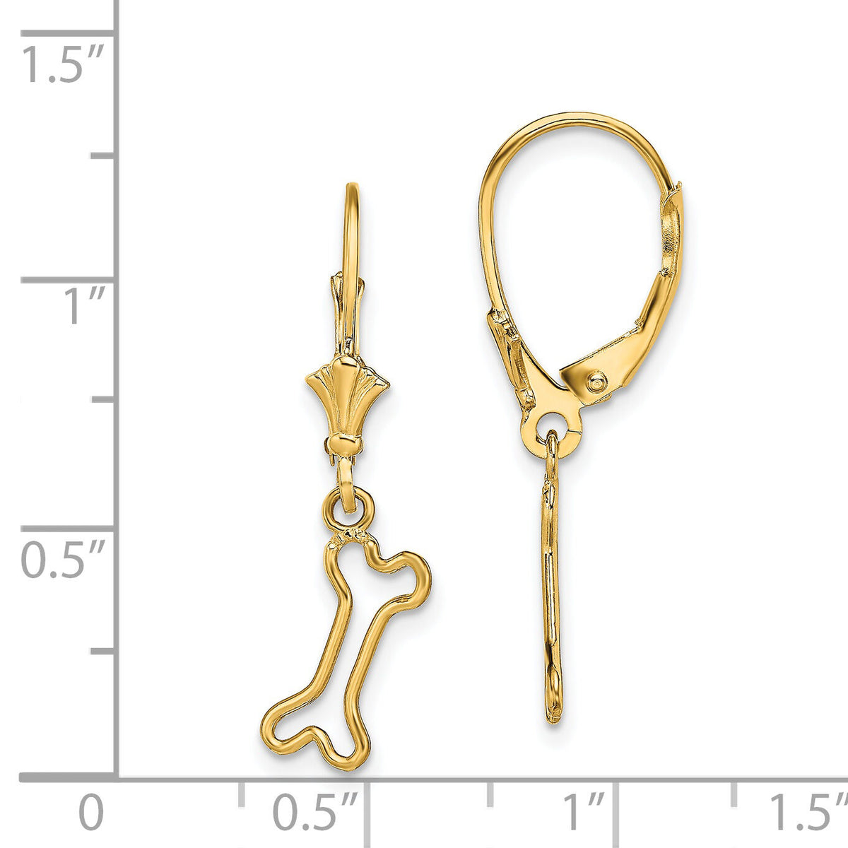 14K Mini Dog Bone Leverback Earrings-TF1782