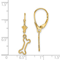14K Mini Dog Bone Leverback Earrings-TF1782