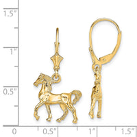 14K 3-D Polished Leverback Horse Earrings-TF1785