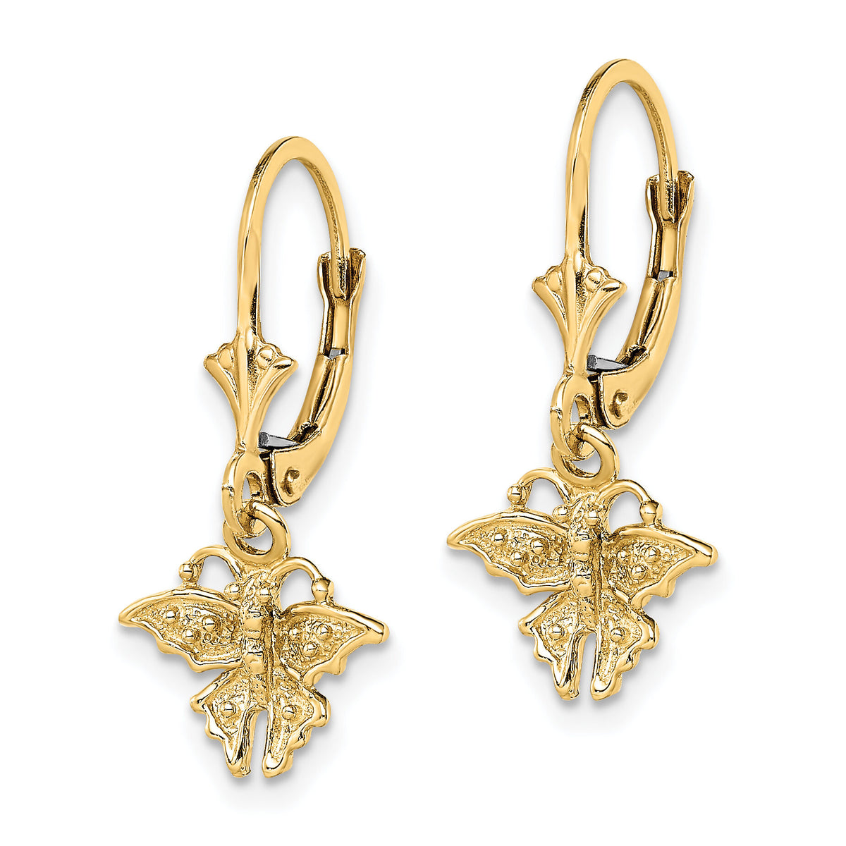14K Butterfly Leverback Earrings-TF1786