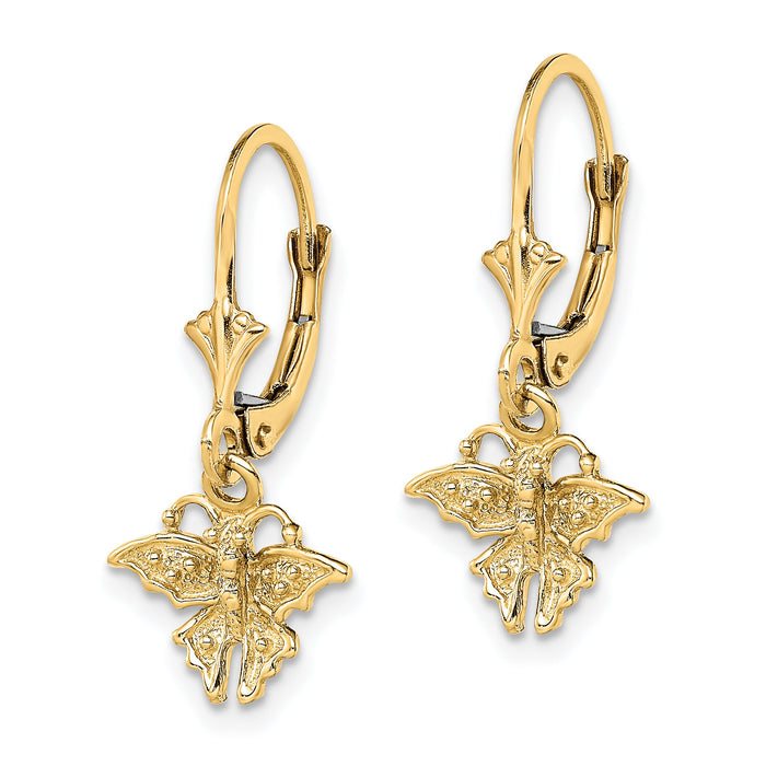 14K Butterfly Leverback Earrings-TF1786