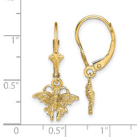 14K Butterfly Leverback Earrings-TF1786