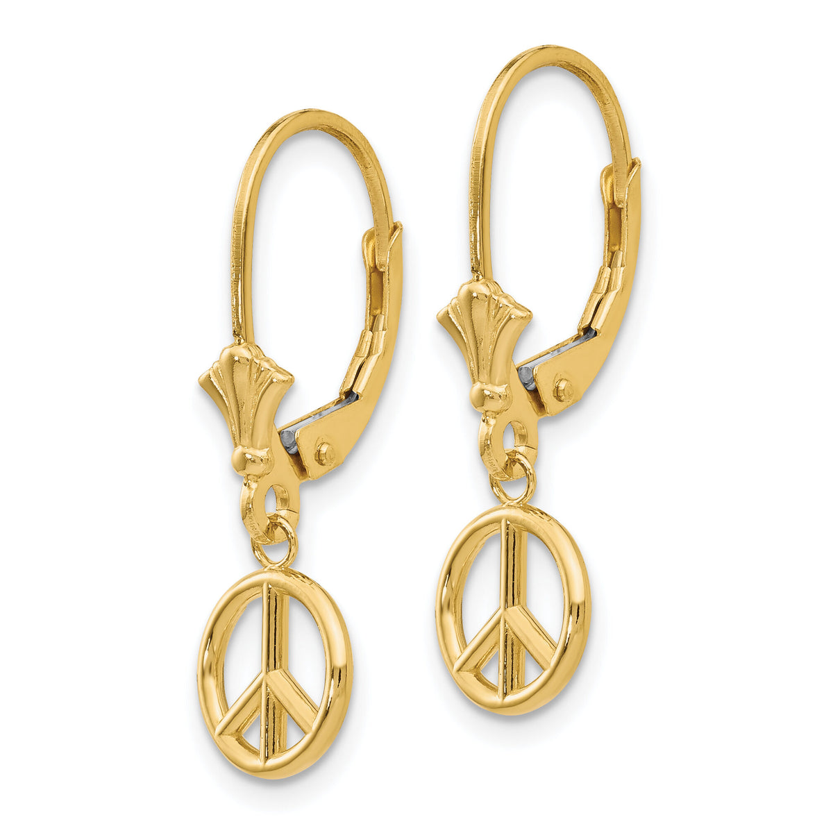 14K 3-D Peace Symbol Leverback Earrings-TF1788