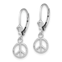 14K White Gold 3-D Peace Symbol Leverback Earrings-TF1788W