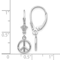 14K White Gold 3-D Peace Symbol Leverback Earrings-TF1788W