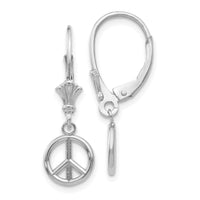 14K White Gold 3-D Peace Symbol Leverback Earrings-TF1788W