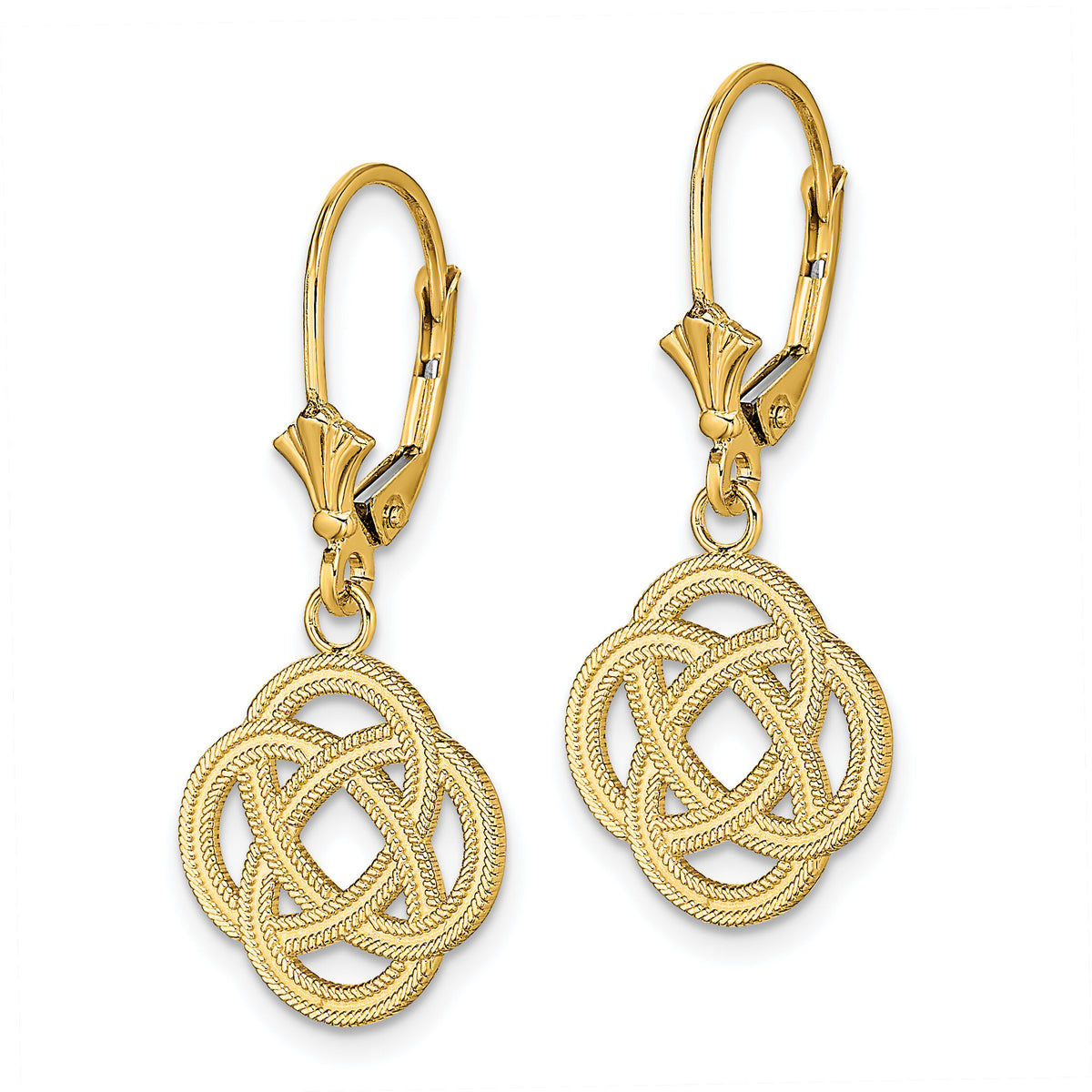 14K Small Celtic Eternity Knot Circle Leverback Earrings-TF1789