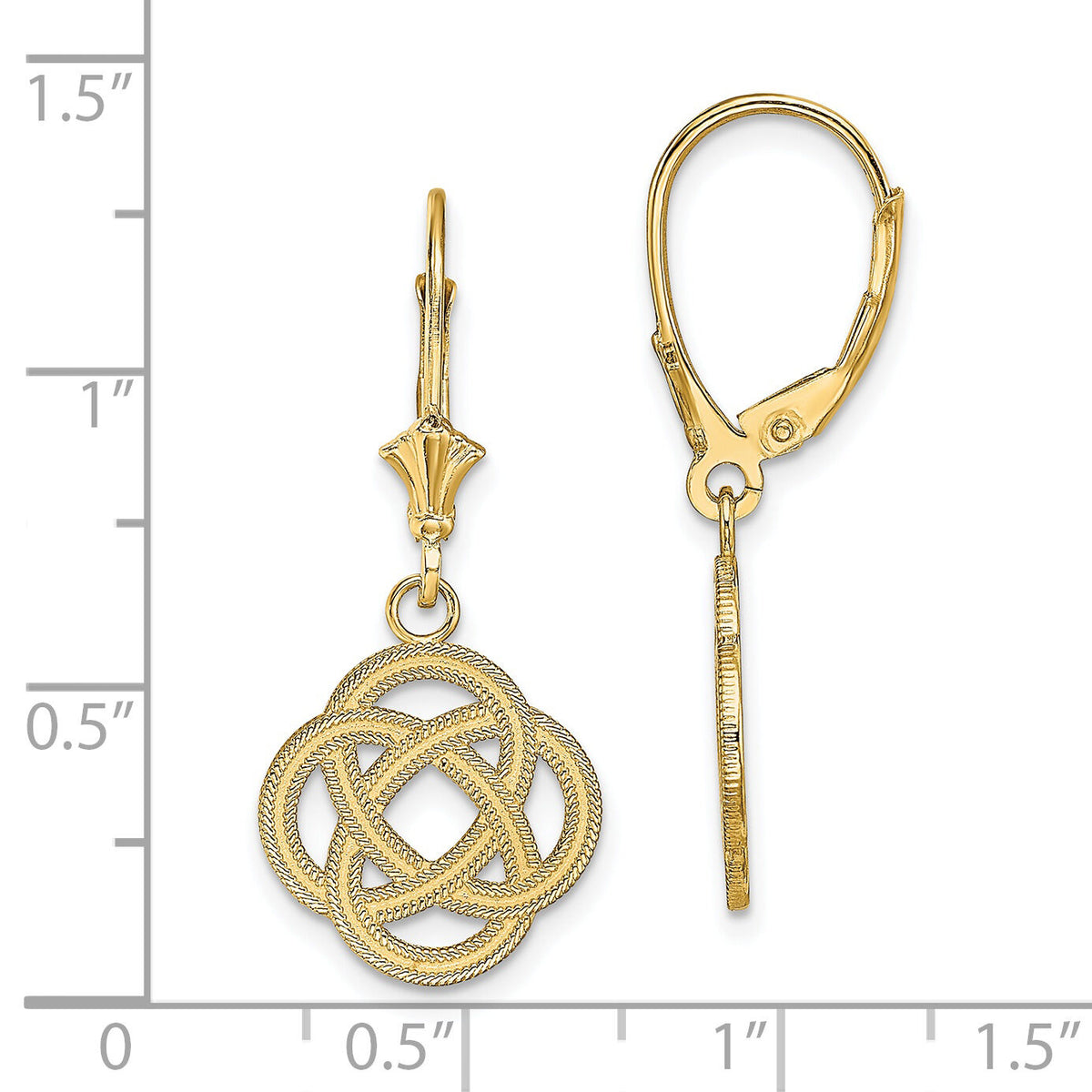 14K Small Celtic Eternity Knot Circle Leverback Earrings-TF1789