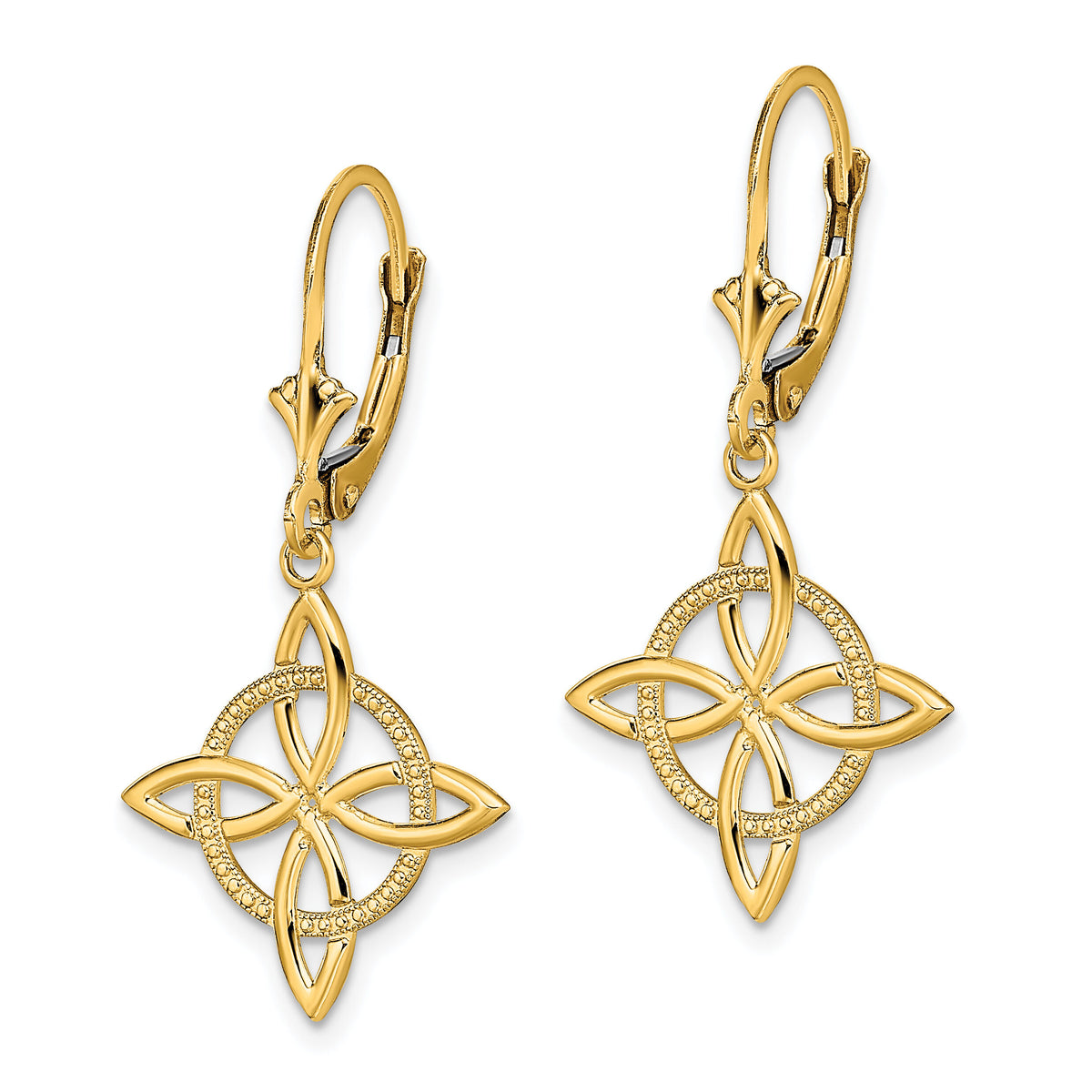 14K Small Celtic Eternity Knot Leverback Earrings-TF1790
