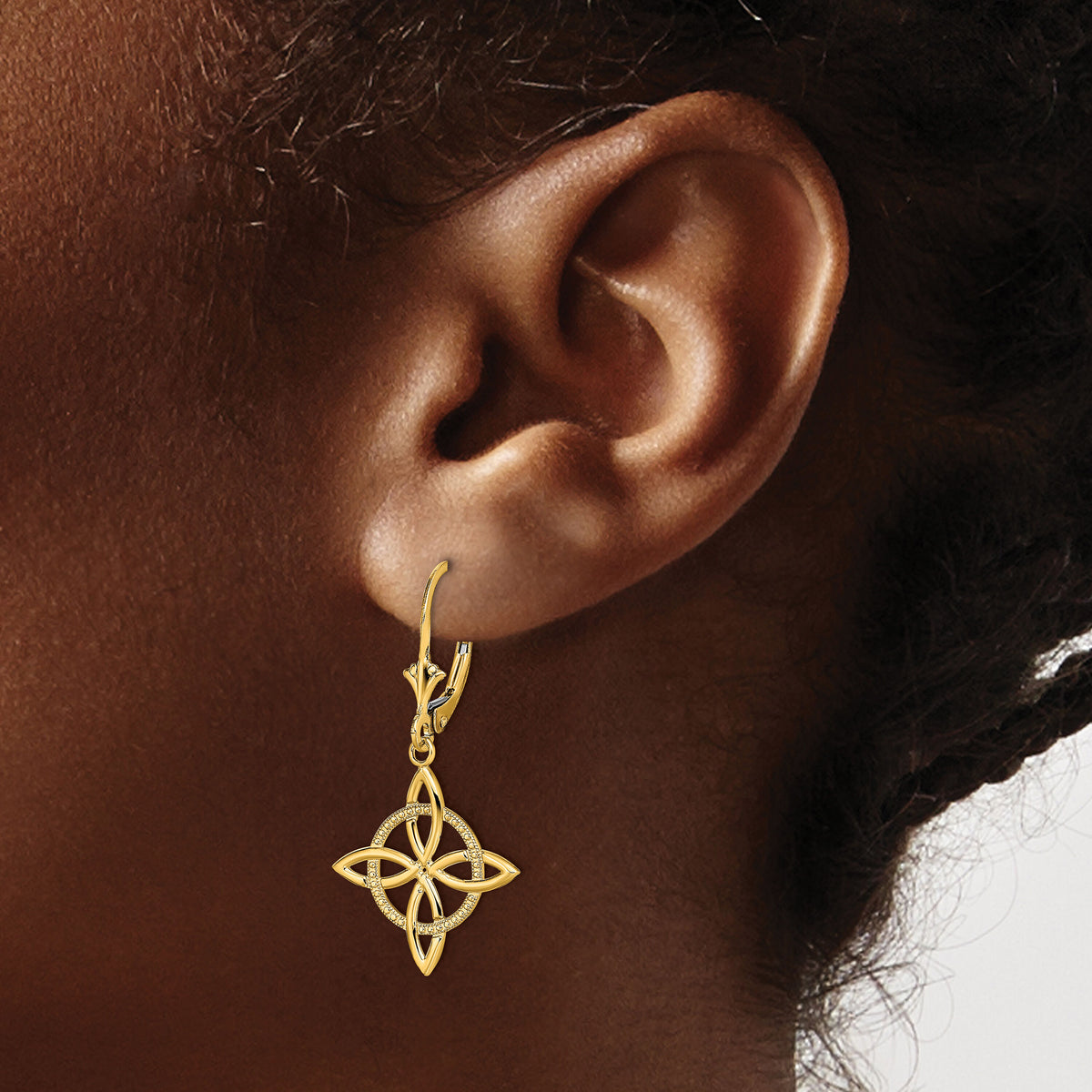 14K Small Celtic Eternity Knot Leverback Earrings-TF1790