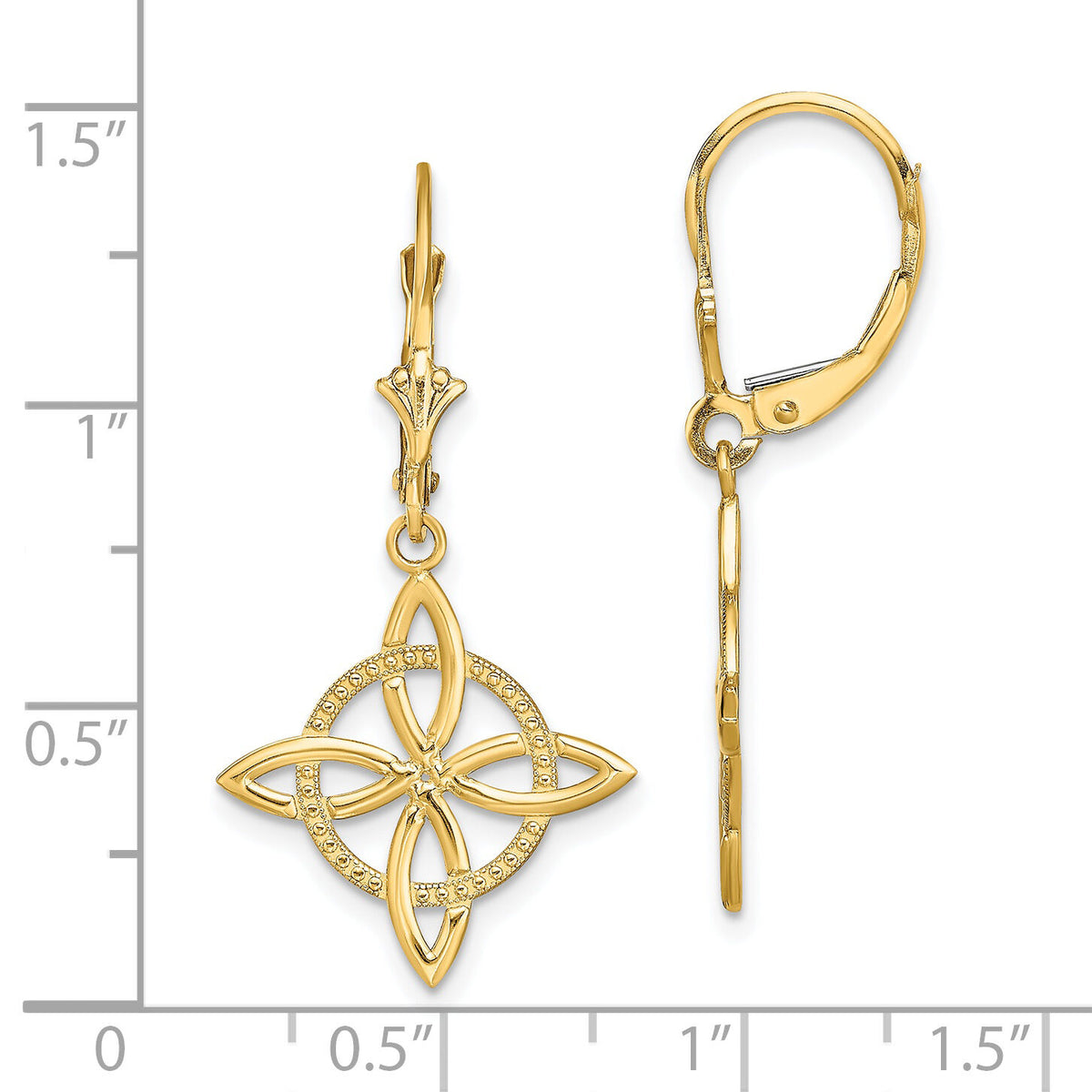14K Small Celtic Eternity Knot Leverback Earrings-TF1790