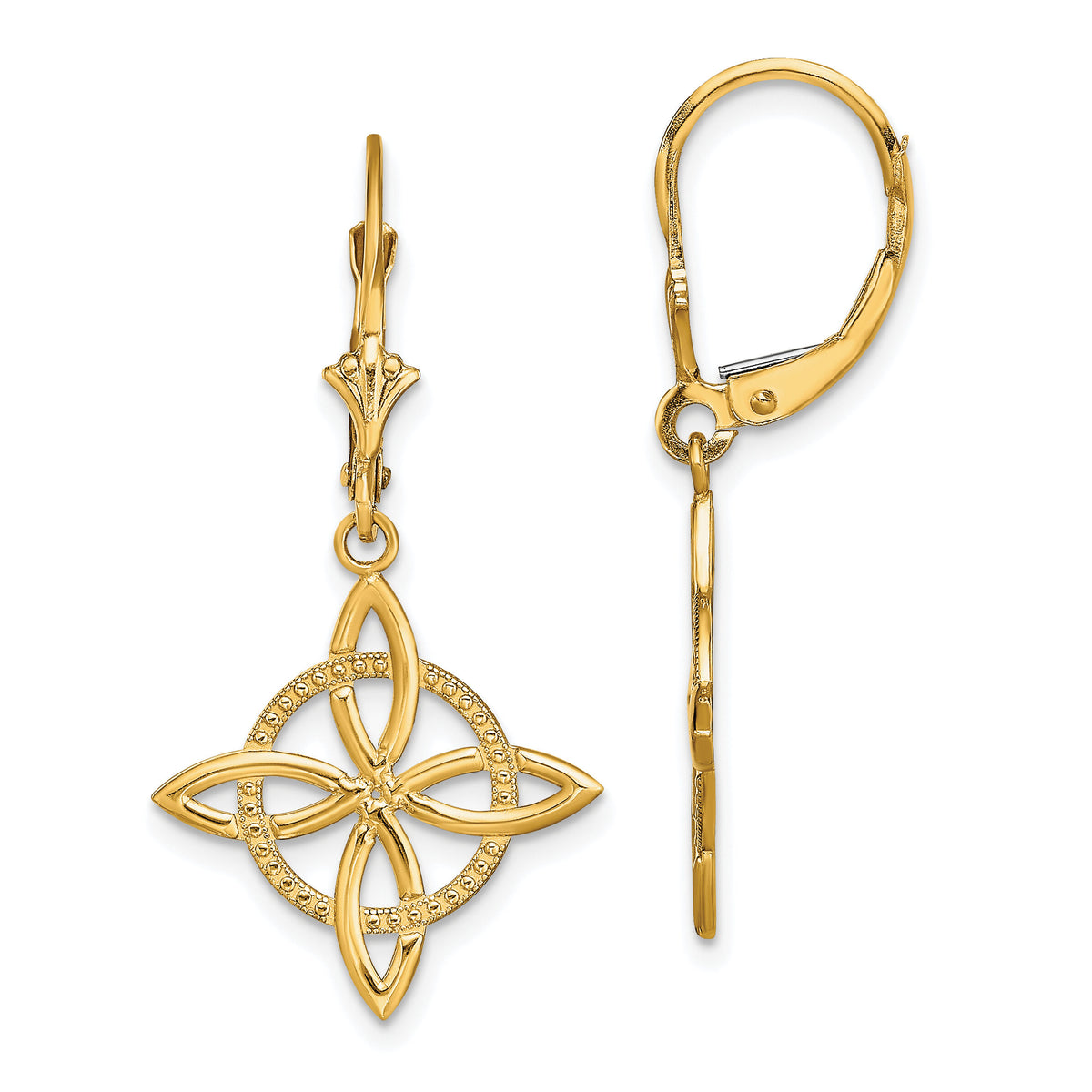 14K Small Celtic Eternity Knot Leverback Earrings-TF1790