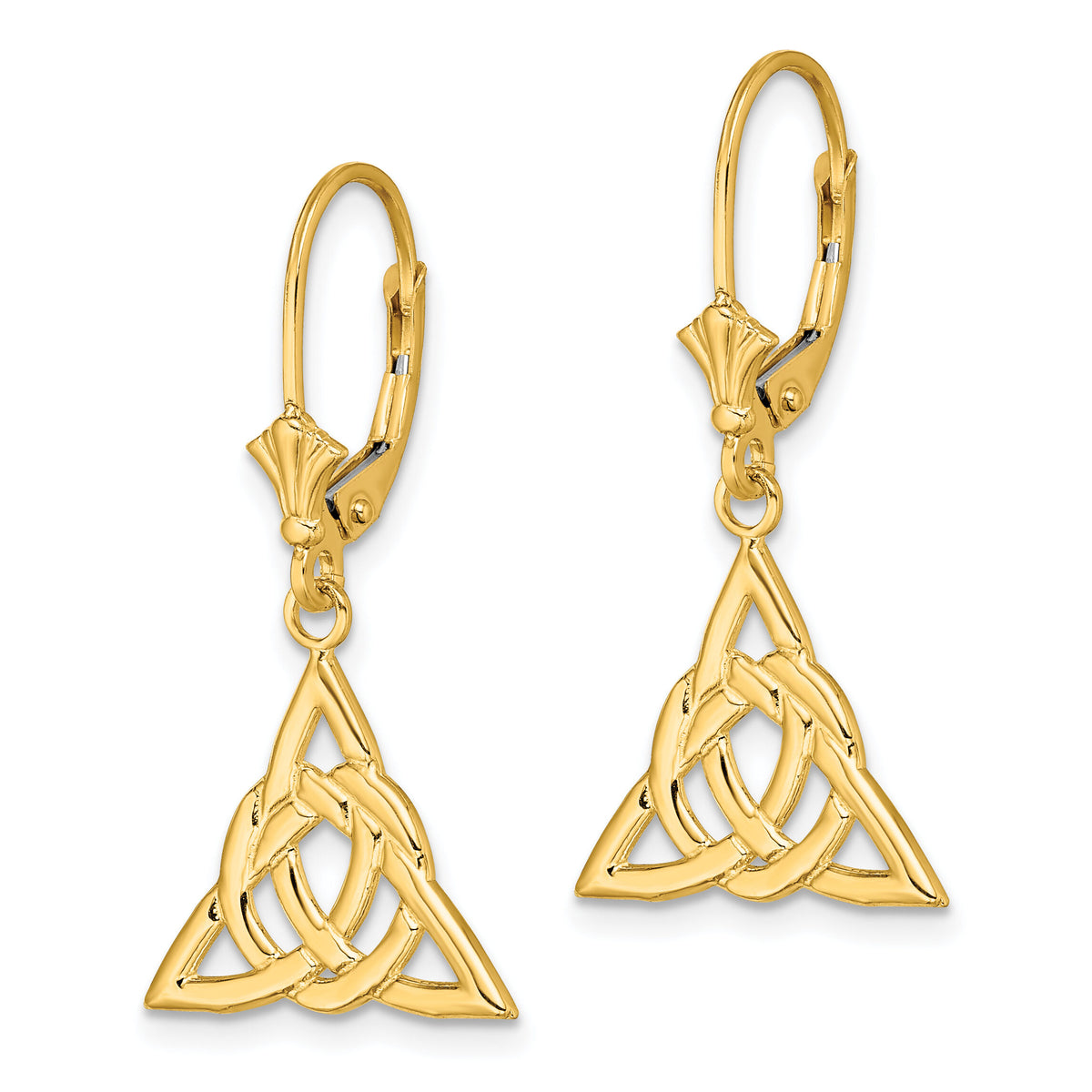 14K Small Celtic Trinity Knot Leverback Earrings-TF1791