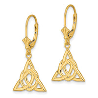 14K Small Celtic Trinity Knot Leverback Earrings-TF1791