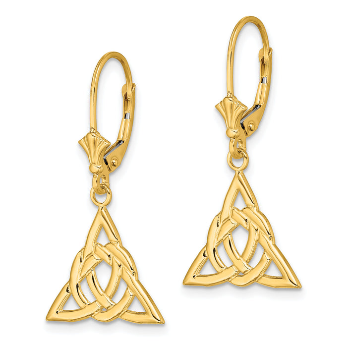 14K Small Celtic Trinity Knot Leverback Earrings-TF1791