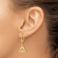 14K Small Celtic Trinity Knot Leverback Earrings-TF1791