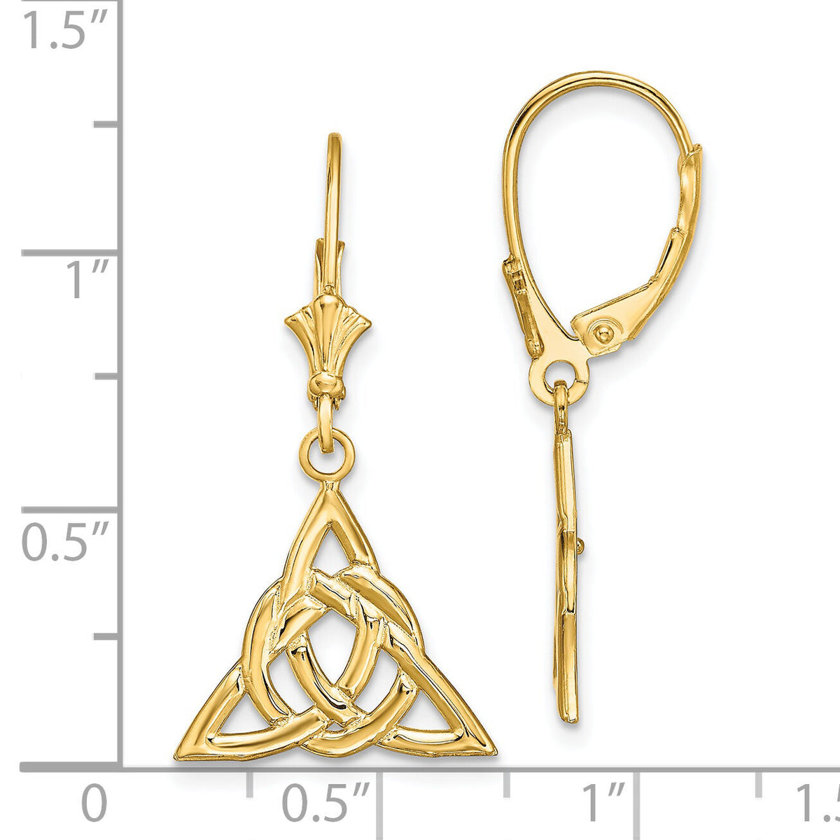 14K Small Celtic Trinity Knot Leverback Earrings-TF1791