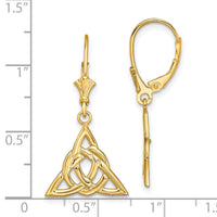 14K Small Celtic Trinity Knot Leverback Earrings-TF1791