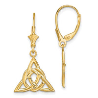 14K Small Celtic Trinity Knot Leverback Earrings-TF1791