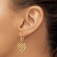 14K Celtic Knot Heart Leverback Earrings-TF1792