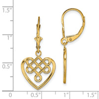 14K Celtic Knot Heart Leverback Earrings-TF1792