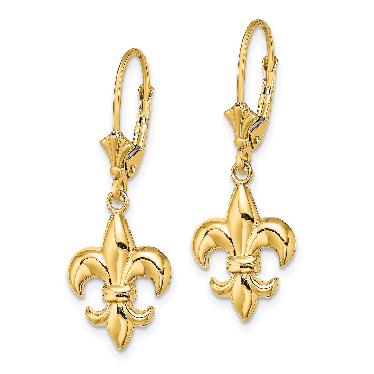 14K Small Fleur-de-Lis Leverback EARRINGS-TF1794