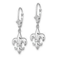 14K White Gold Small Fleur-de-Lis Leverback EARRINGS-TF1794W