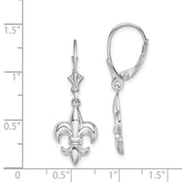 14K White Gold Small Fleur-de-Lis Leverback EARRINGS-TF1794W