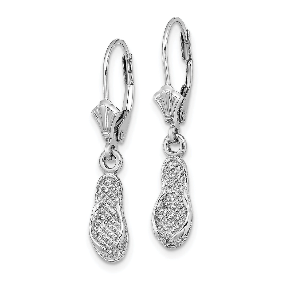 14k White Gold Flip Flop Leverback Earrings-TF1795W