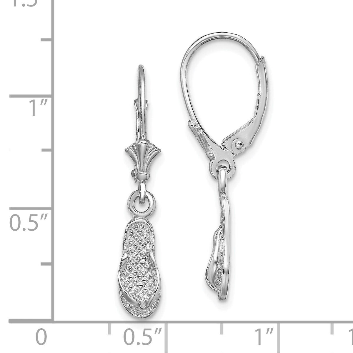 14k White Gold Flip Flop Leverback Earrings-TF1795W
