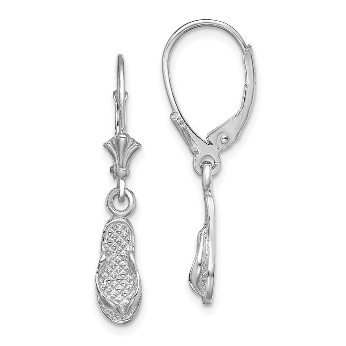 14k White Gold Flip Flop Leverback Earrings-TF1795W