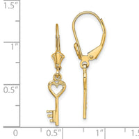 14K Polished Heart Key Leverback Earrings-TF1797
