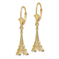14K 3-D Eiffel Tower Leverback Earrings-TF1798