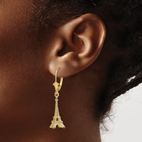 14K 3-D Eiffel Tower Leverback Earrings-TF1798