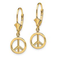 14K 3-D Peace Symbol Leverback Earrings-TF1799