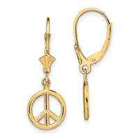 14K 3-D Peace Symbol Leverback Earrings-TF1799