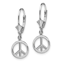 14K White Gold 3-D Peace Symbol Leverback Earrings-TF1799W
