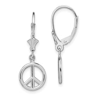 14K White Gold 3-D Peace Symbol Leverback Earrings-TF1799W