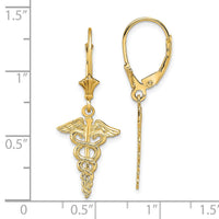 14K Caduceus Leverback Earrings-TF1800