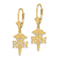 14K RN Caduceus Leverback Earrings-TF1801