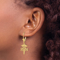 14K RN Caduceus Leverback Earrings-TF1801