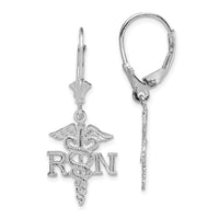 14K White Gold RN Caduceus Leverback Earrings-TF1801W