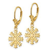 14K Snowflake Leverback Earrings-TF1802