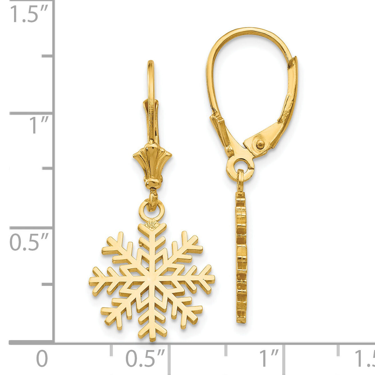 14K Snowflake Leverback Earrings-TF1802